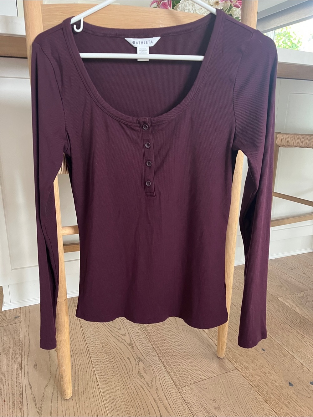 Athleta Long-Sleeve Henley Top in Plum